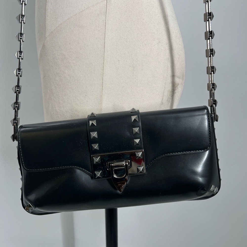 Valentino Garavani Women's Black Rockstud Leather Shoulder Crossbody Bag / Purse